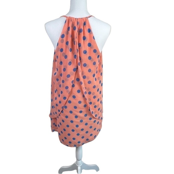 Altar'd State peach with blue polka dots halter Lined mini dress Size M - Picture 4 of 8